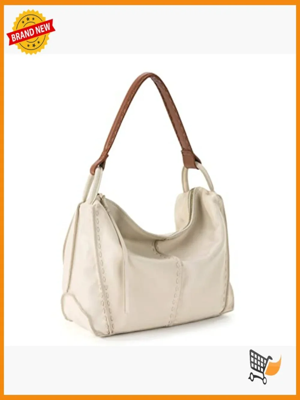 Large Hobo Purse - Premium Leather Handbag with Zipper Pocket